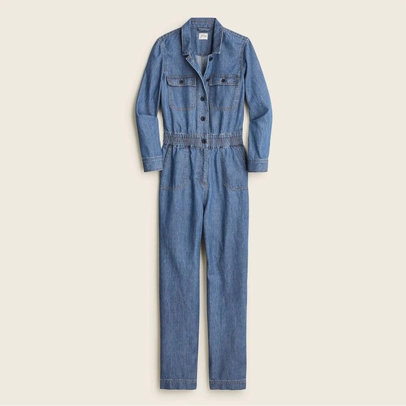 NWT J. Crew women's cinched waist jumpsuit in blue - Picture 6 of 9